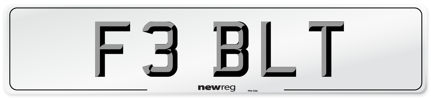 F3 BLT Number Plate from New Reg